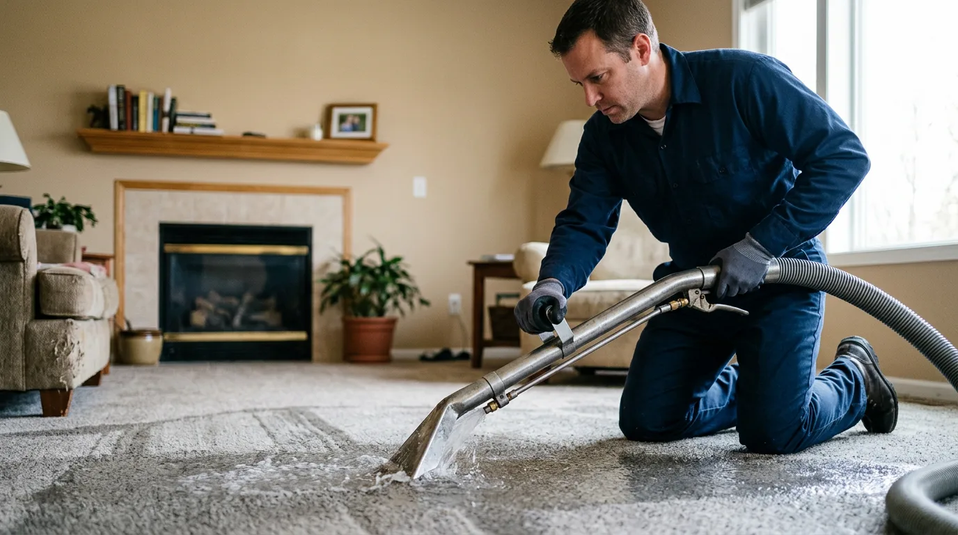 Water damage restoration technician working near Athol, MA